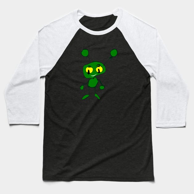 Green little alien monster Baseball T-Shirt by Leap Arts